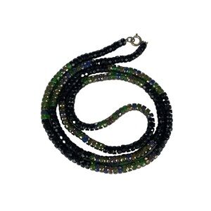 Vintage Black‎ Multi Color Faceted Glass Bead Long Necklace